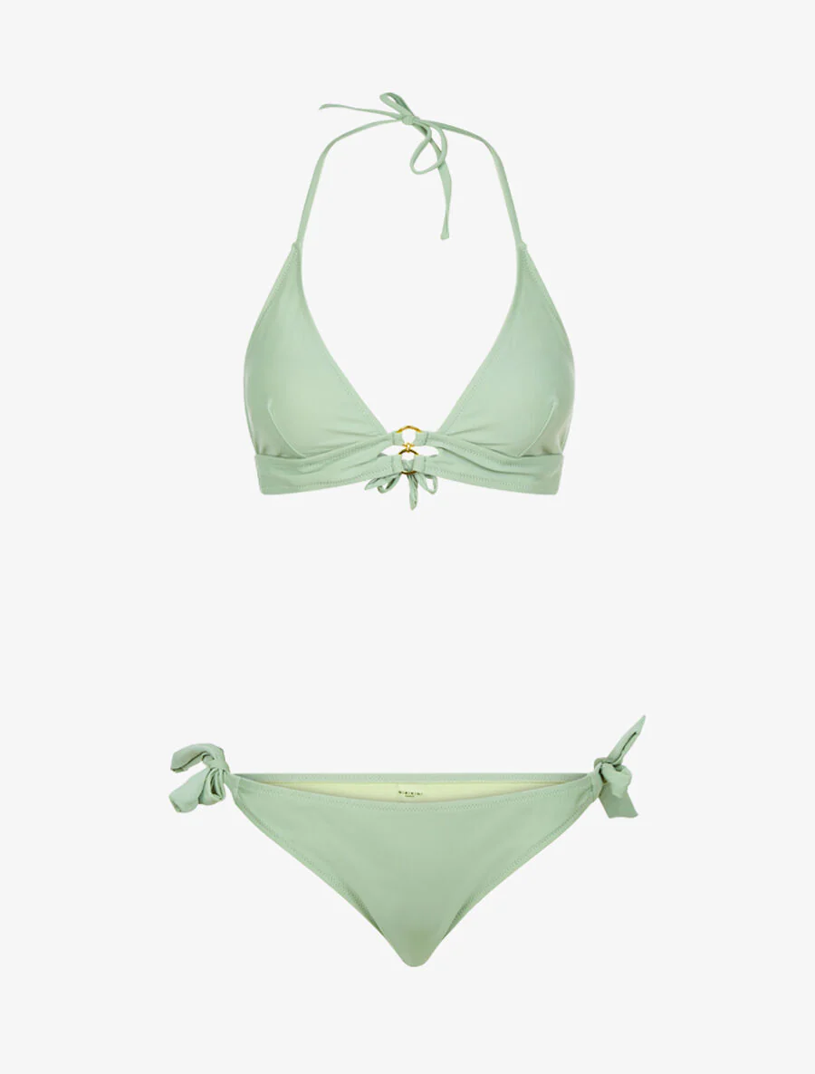 Triangle bikini met ringdetails - Watergroen