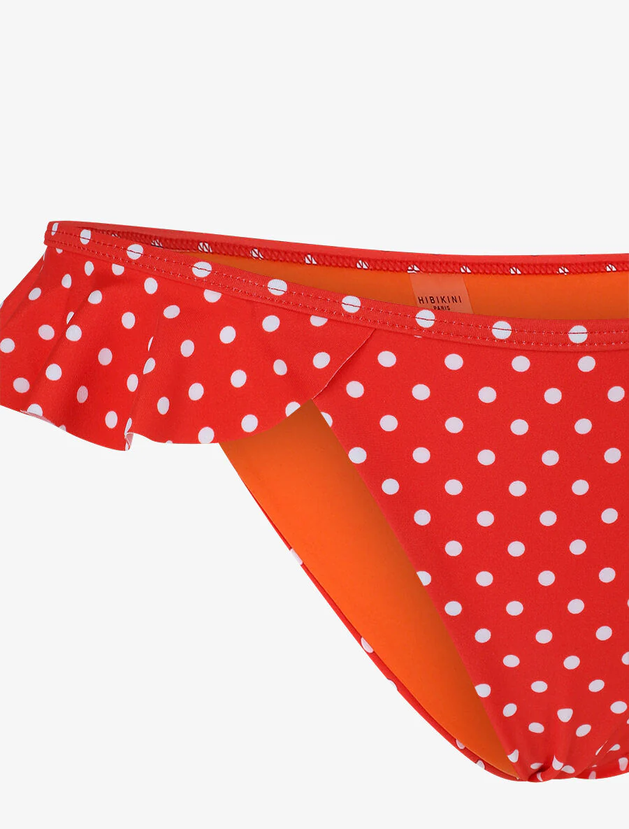 Driehoekige bikini met stippen en ruches - Rood - Image 3