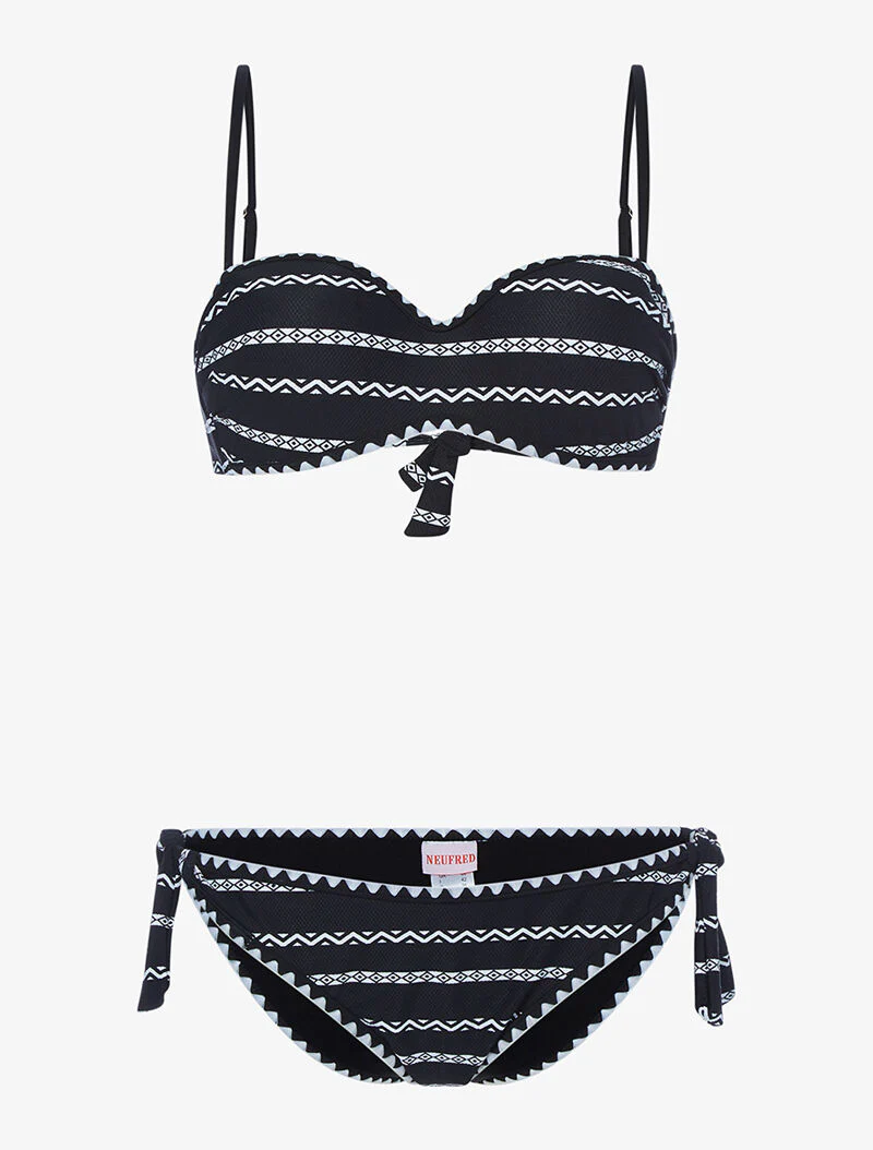 Etnisch bedrukte bikini - zwart/wit