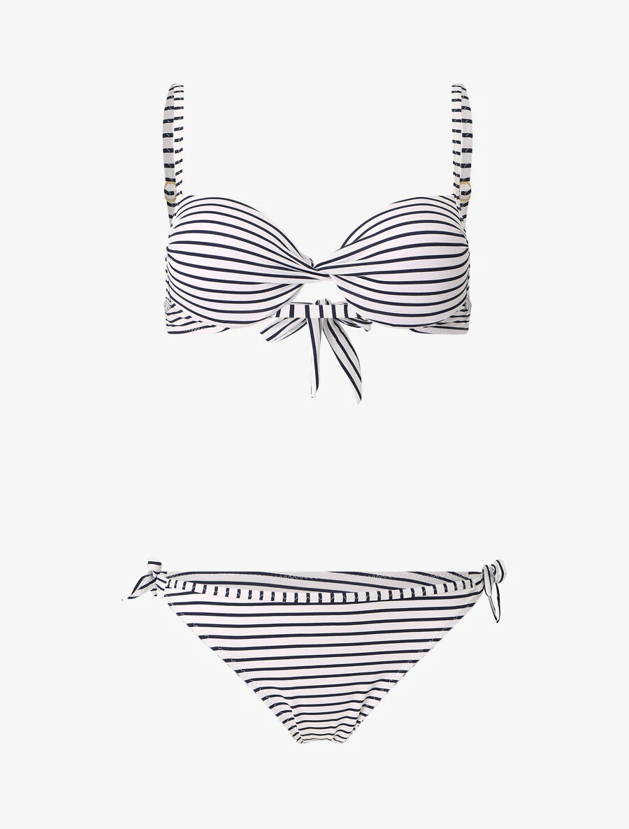 Gedraaide gestreepte bikini - Wit
