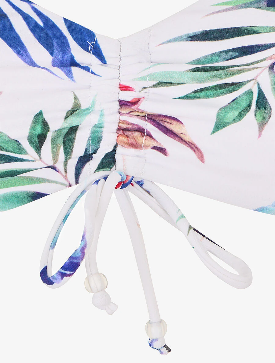 Hoog getailleerde bikini met bloemenprint - Wit - Image 3