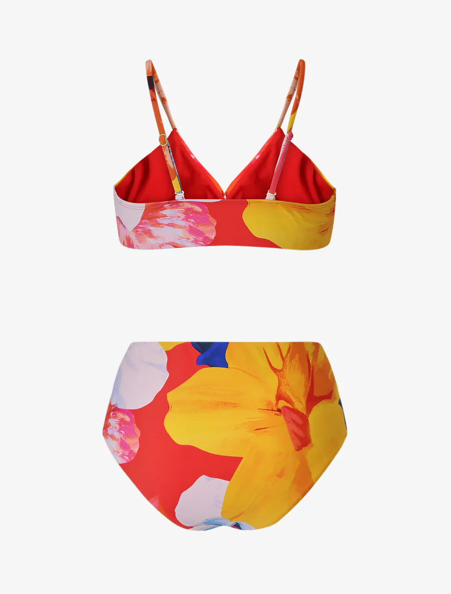 Hoog getailleerde bikini met fantasieprint - Rood - Image 2