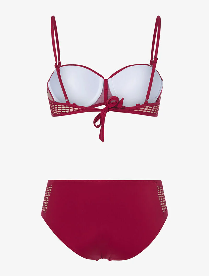 Bikini inzetstukken van netstof - bordeaux - Image 2