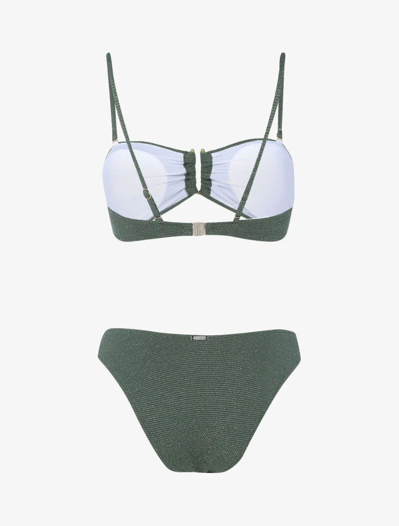 Goudkleurige lamé bikini met beugel - kaki - Image 2