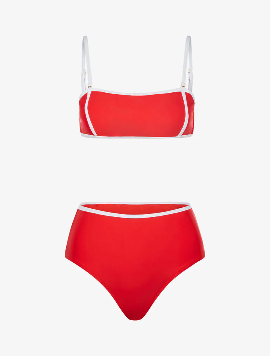 Bikini met contrasterende randen - Rood