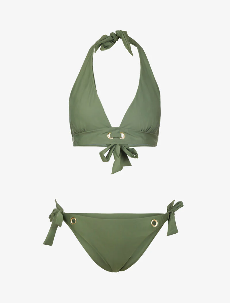 Bikini met oogjesdetails - kaki