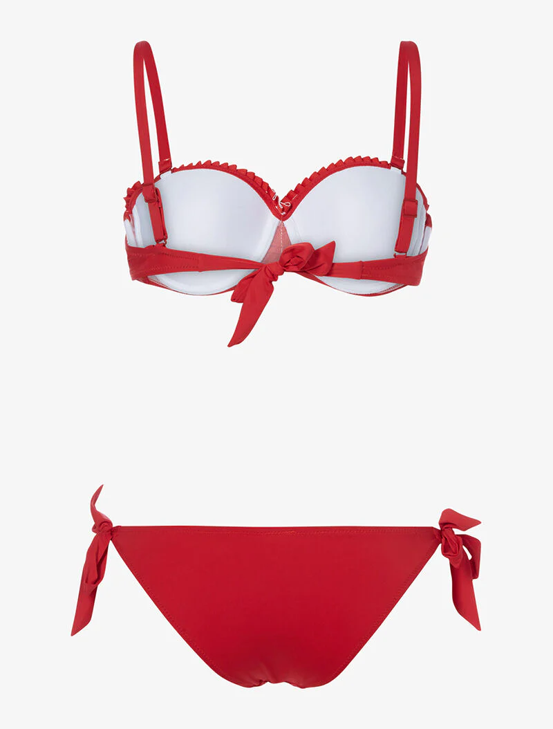 Bikini met driekleurige inzetstukken - rood - Image 2