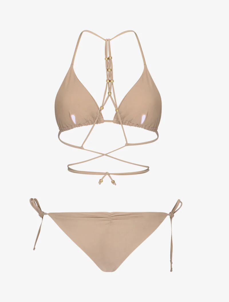 Bikini met juwelen detail - taupe - Image 2