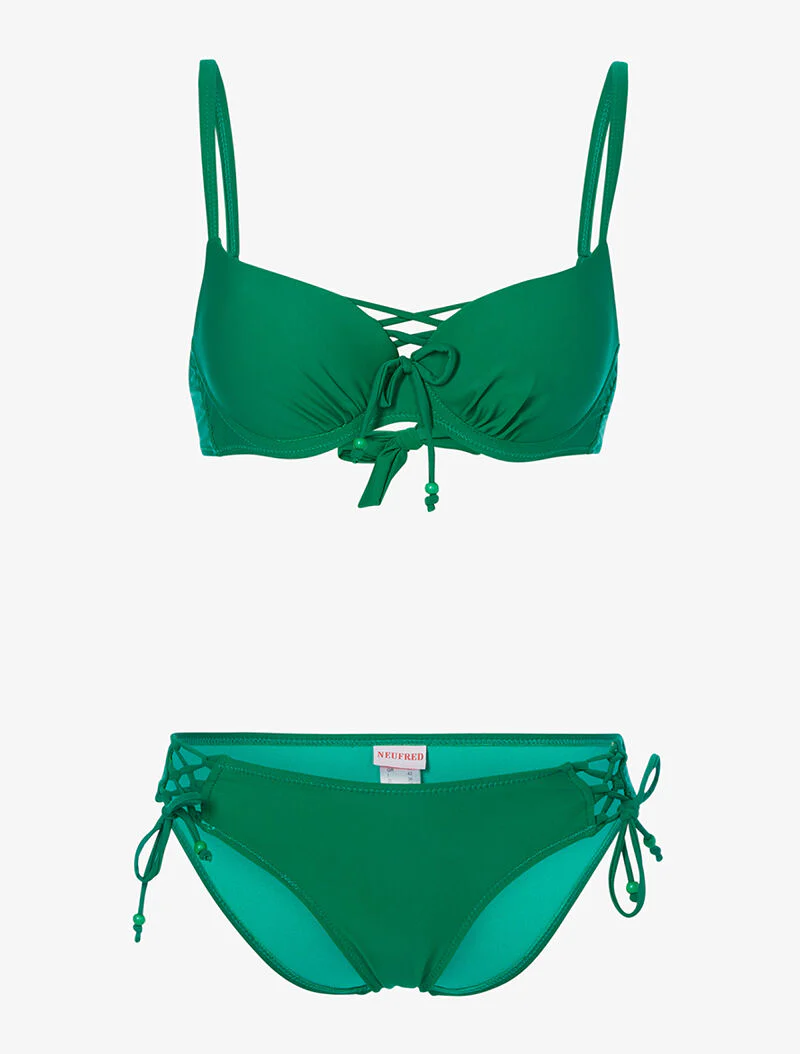 Bikini met opengewerkte zijkanten - groen