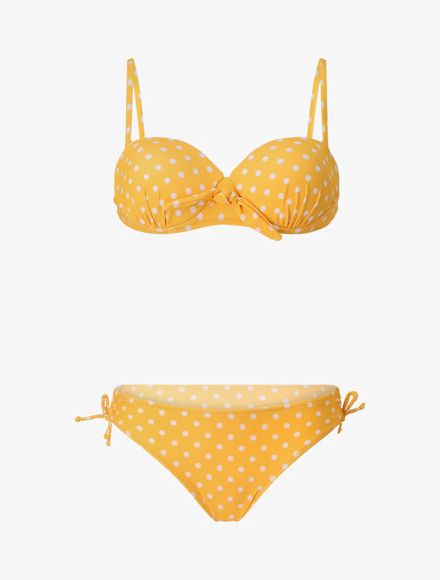 Bikini met stippen en strik - Geel