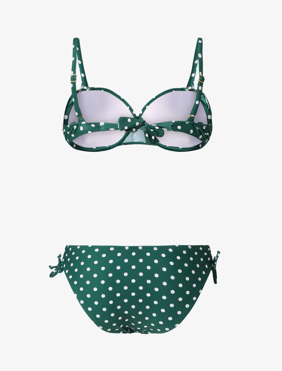 Bikini met stippen en strik - Donkergroen - Image 2
