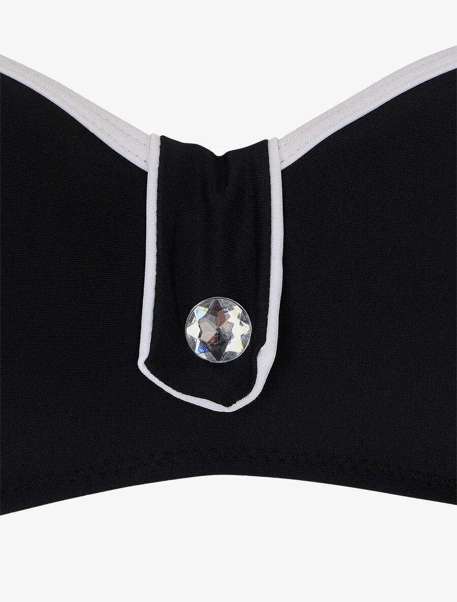 Bikini met strassdetail en scrunchie - Zwart - Image 3