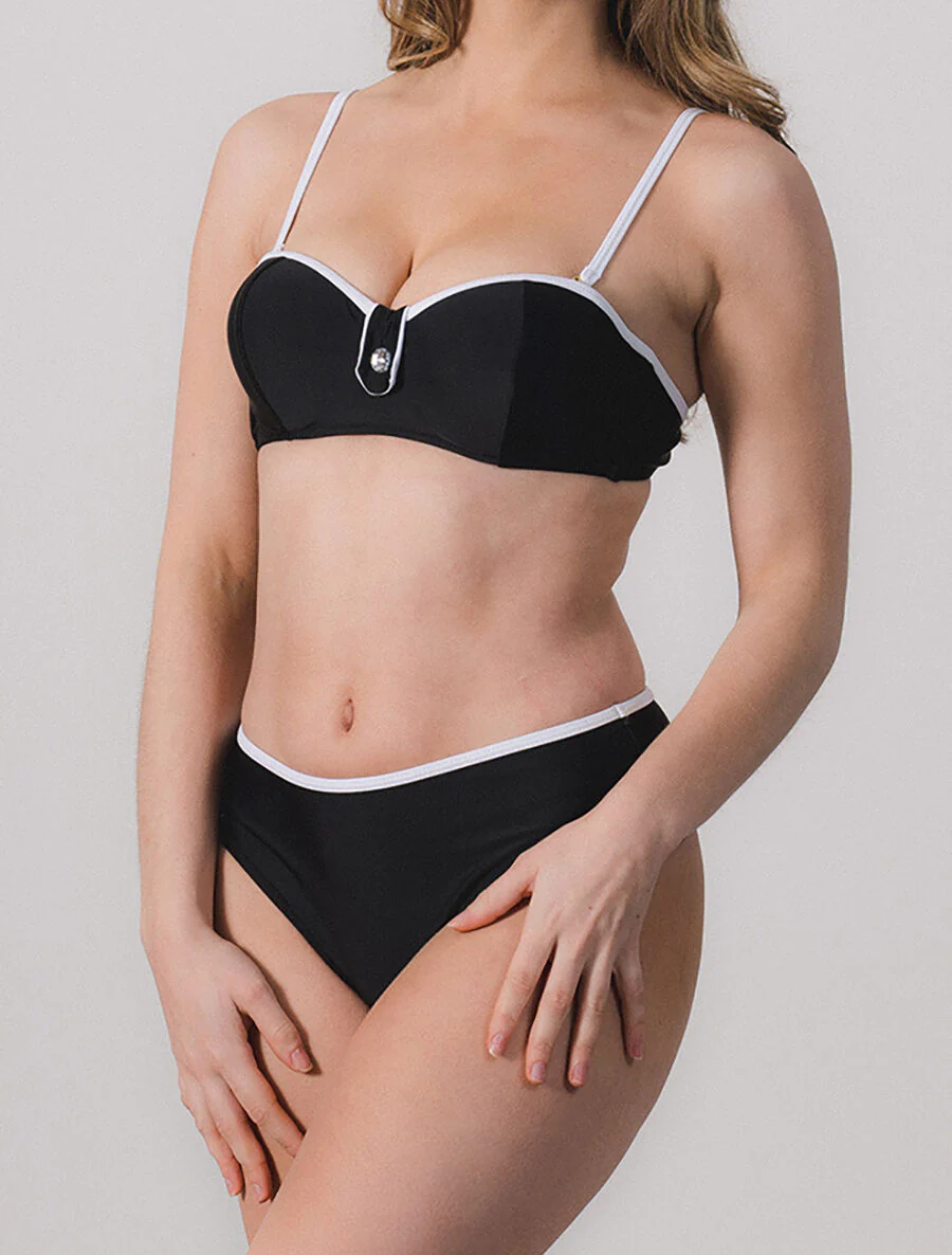 Bikini met strassdetail en scrunchie - Zwart - Image 4