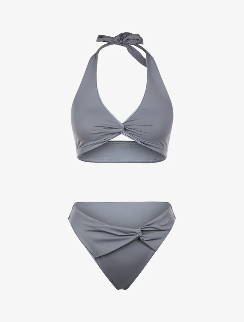 Gedraaideffect bikini - lichtgrijs