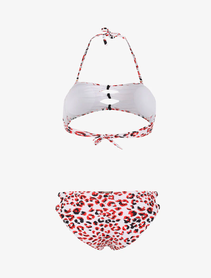 Leopardprint cut-out bikini - rood - Image 2