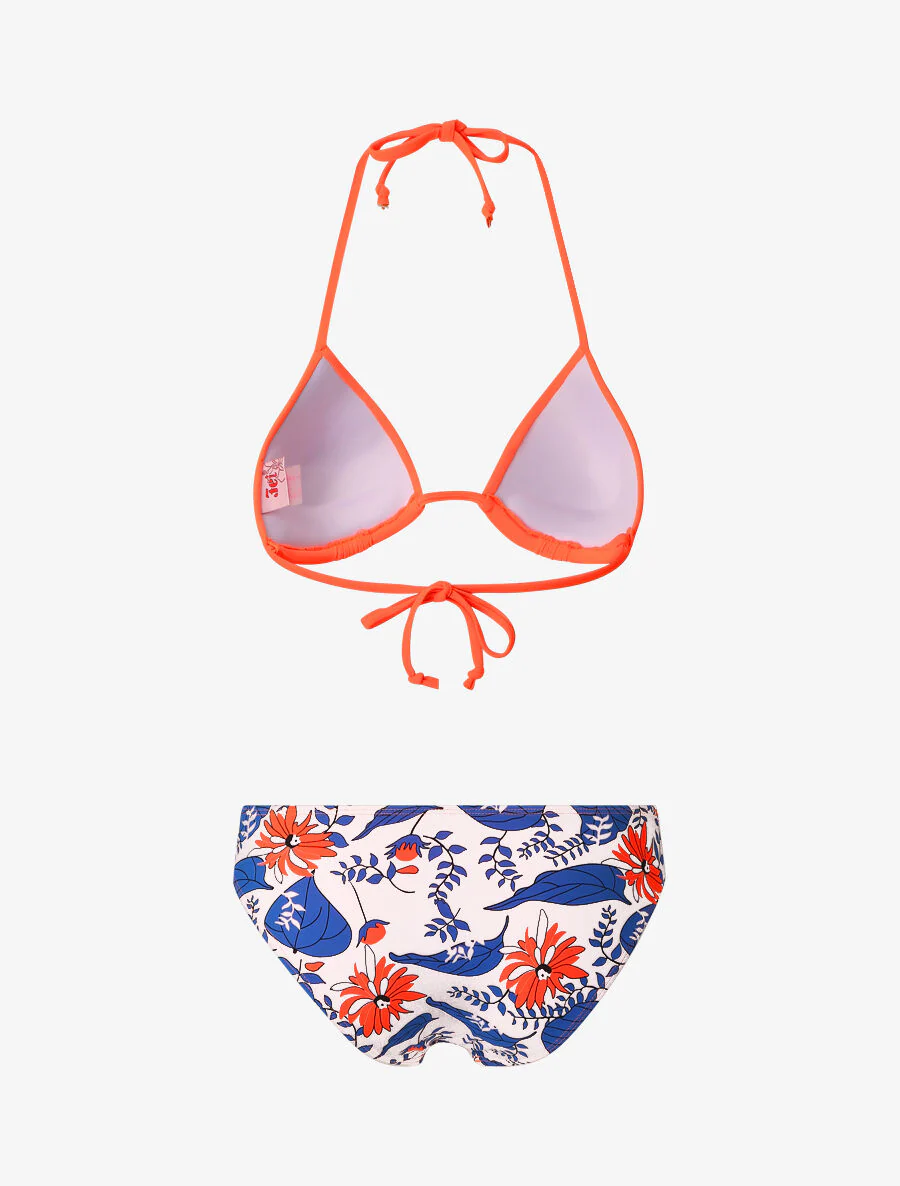 Ongelijk bloemenbikini - Fluoriserend oranje - Image 2