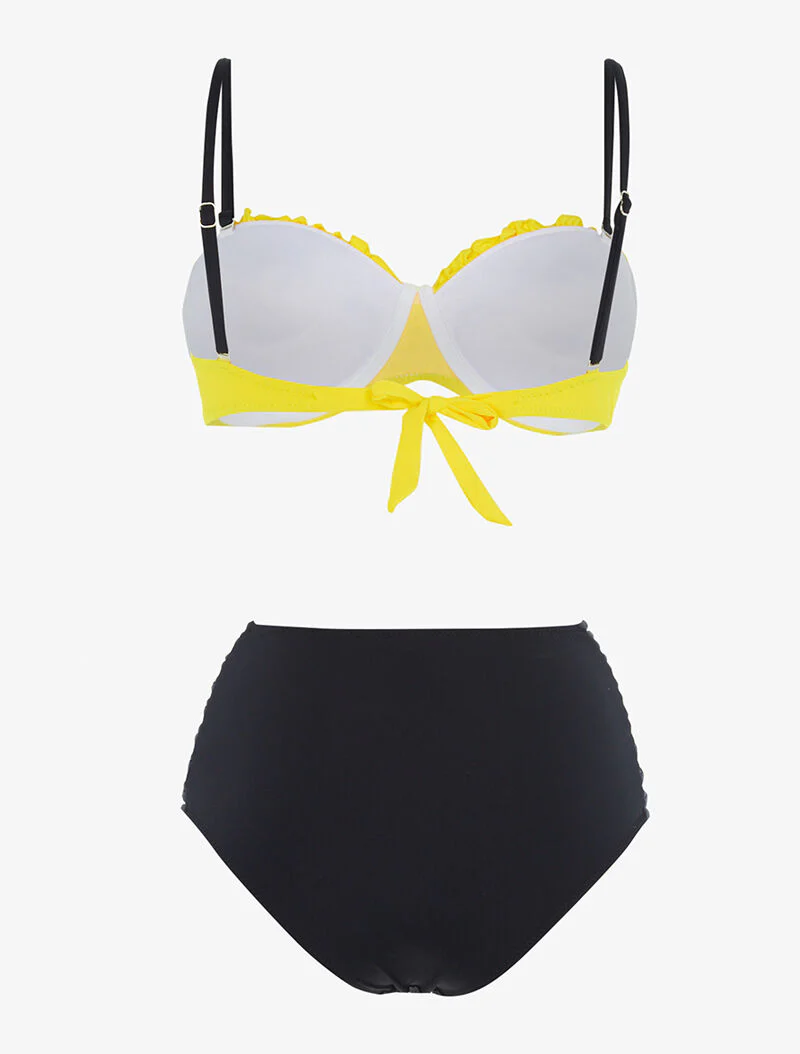 Ongelijk bikini - geel/zwart - Image 2
