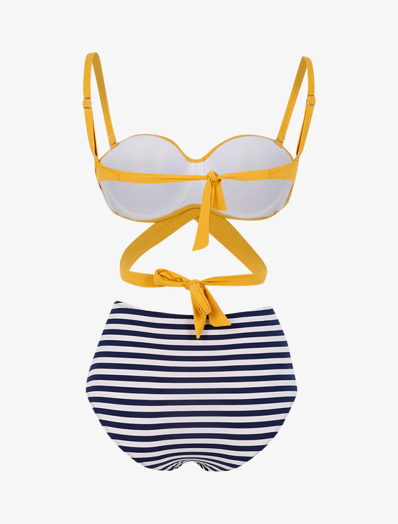 Ongelijk bikini in matrozenstijl - geel - Image 2