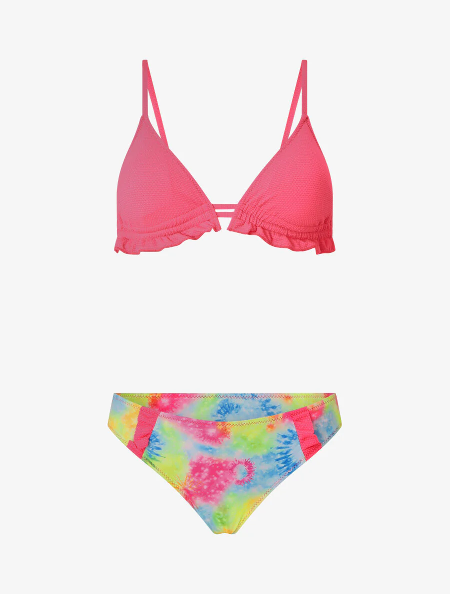 Niet bijpassende tie and dye bikini - Fluor roze