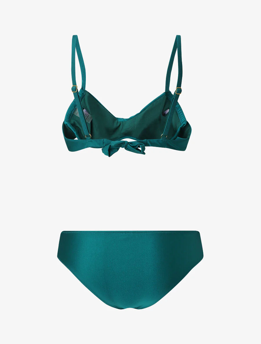 Satijnen en geplooide bikini - Eendblauw - Image 2