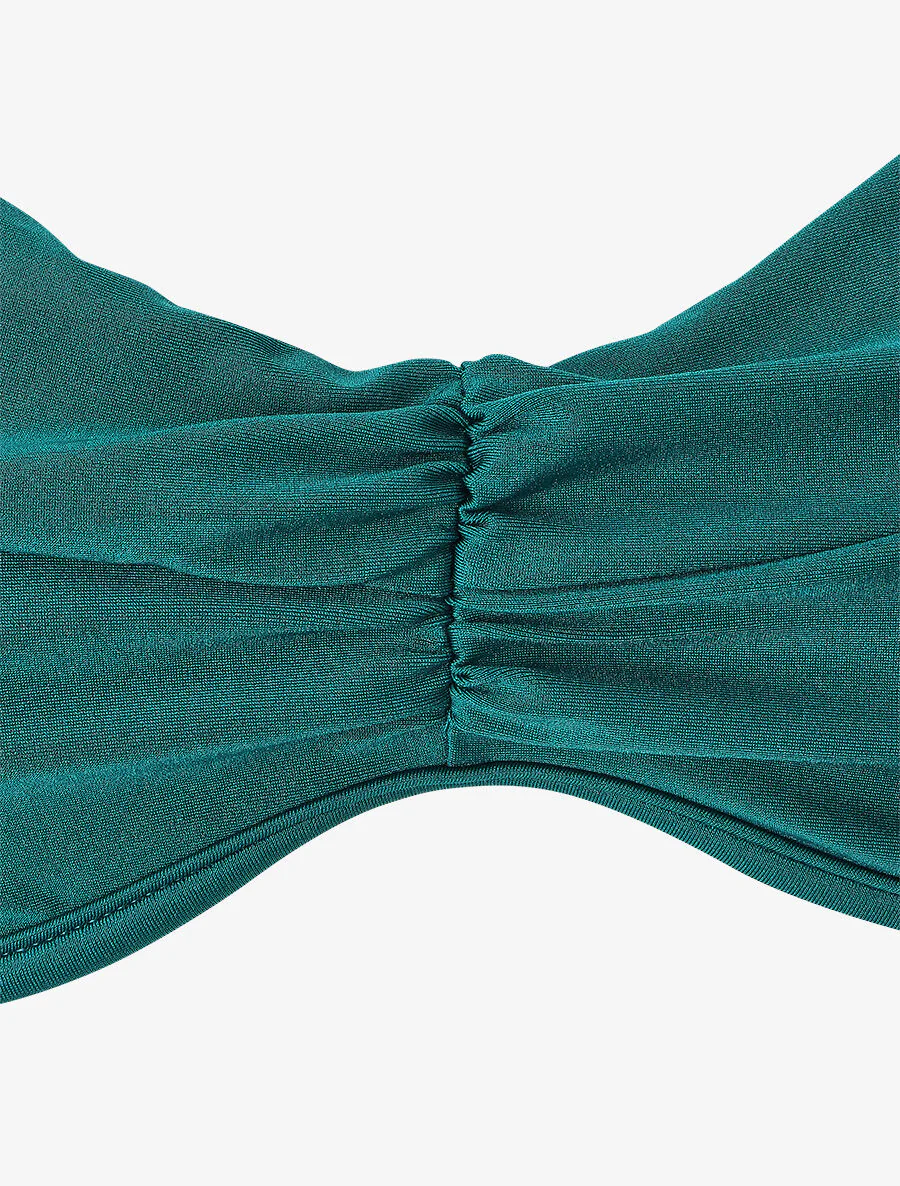 Satijnen en geplooide bikini - Eendblauw - Image 3