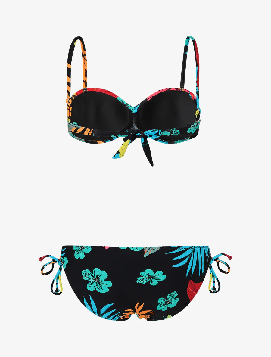 Tropische gedraaide bikini - Zwart - Image 2