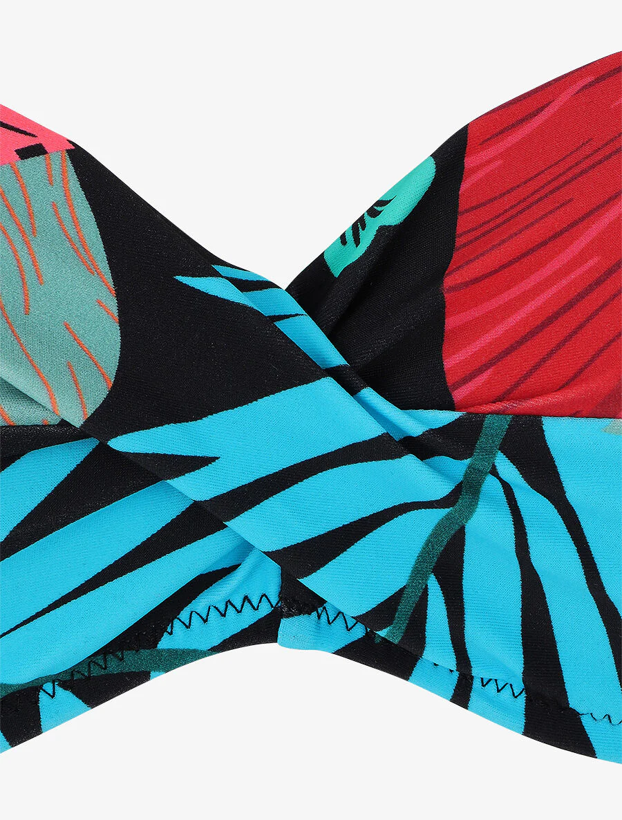 Tropische gedraaide bikini - Zwart - Image 3