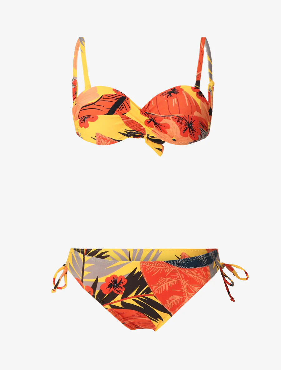 Tropische gedraaide bikini - Geel - Image 2