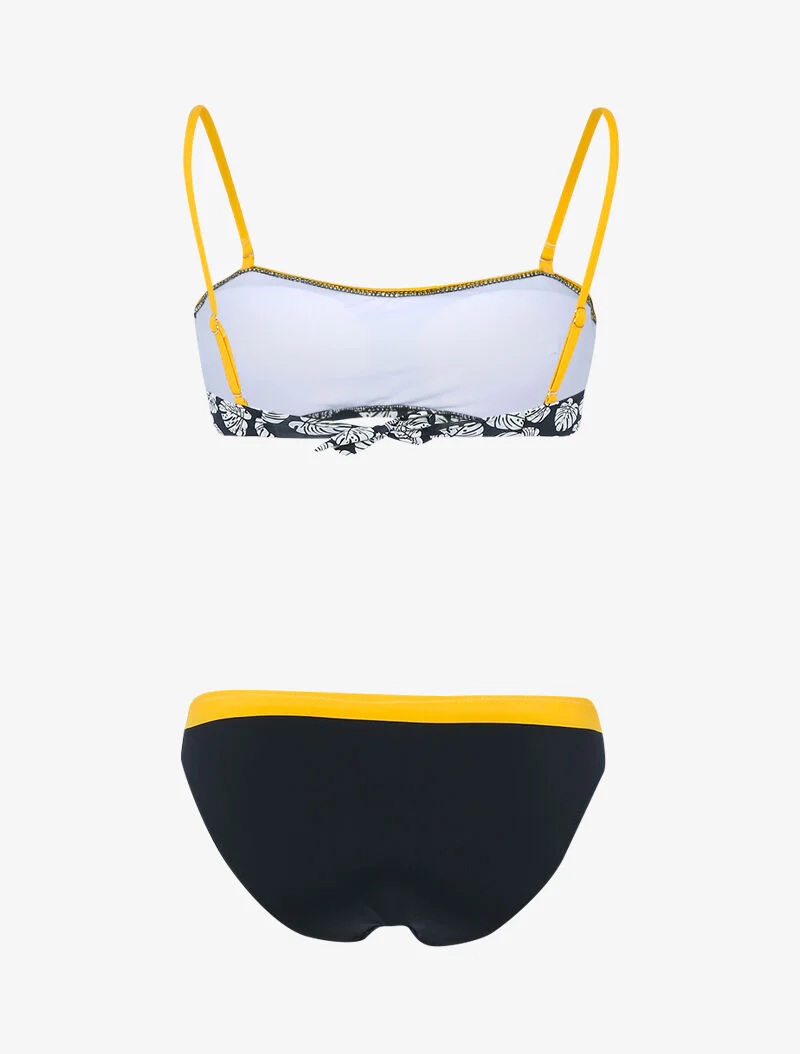 Tweekleurige bikini en bedrukte top - zwart/geel - Image 2
