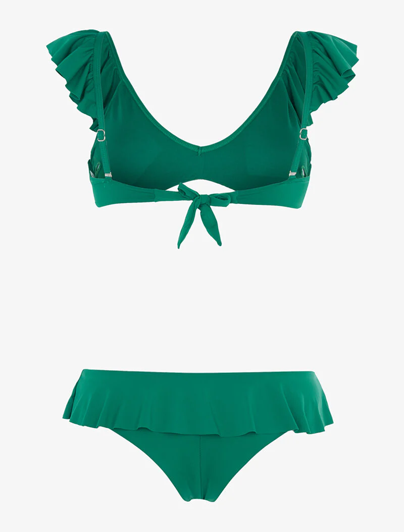 Ruches bikini met hoge uitsnijding - groen - Image 2