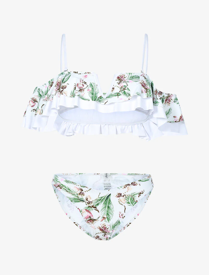 Jungleprint volant bikini - wit
