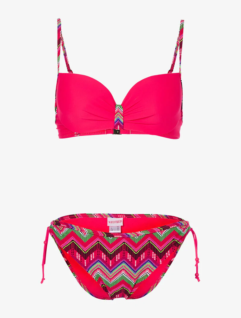 Etnische zigzag bikini - koraal
