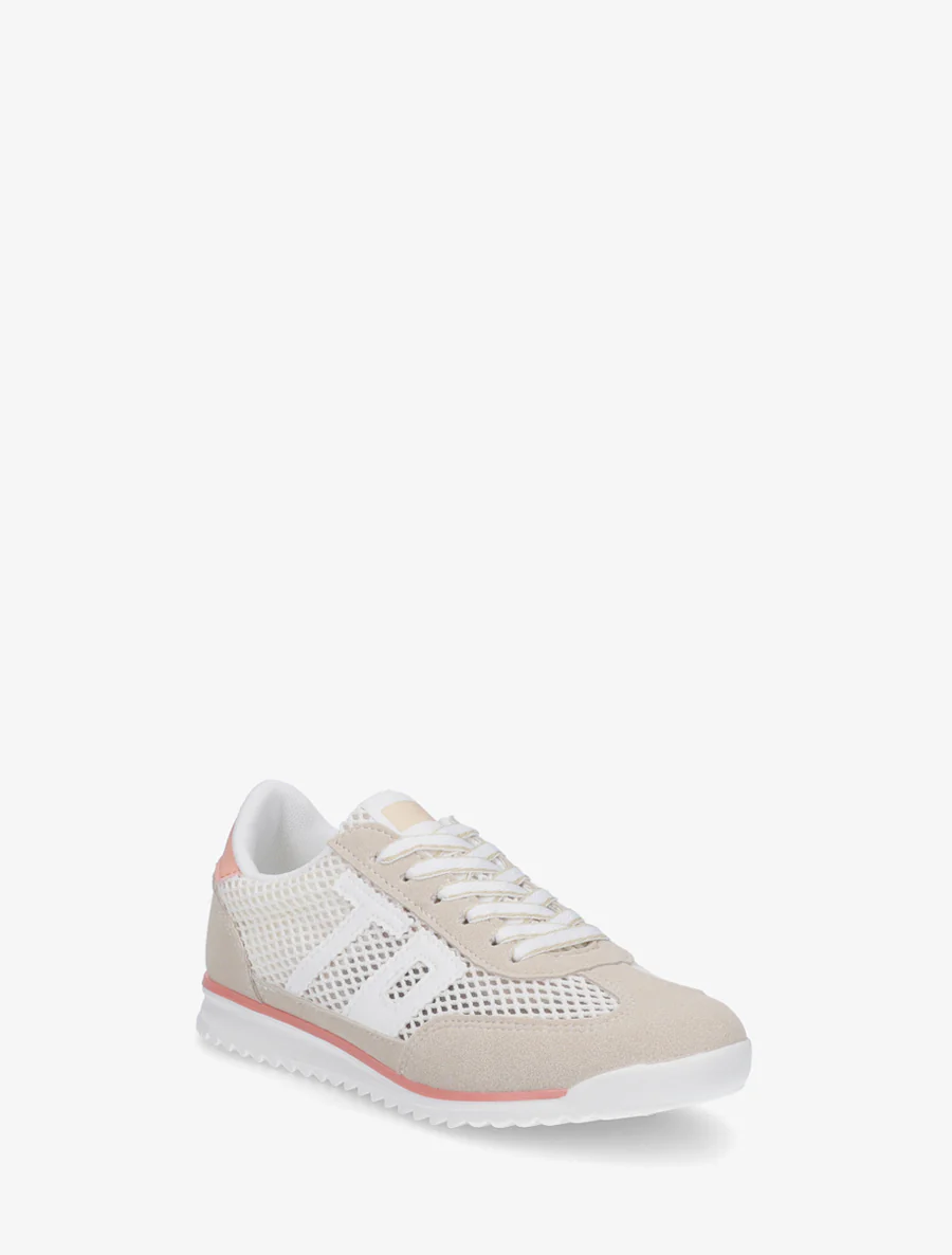 Bimateriaal sneakers met flockprint - Beige - Image 2