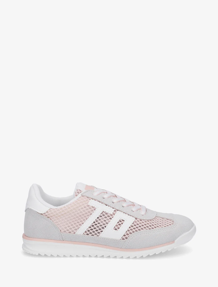 Bimateriaal sneakers met flockprint - Roos