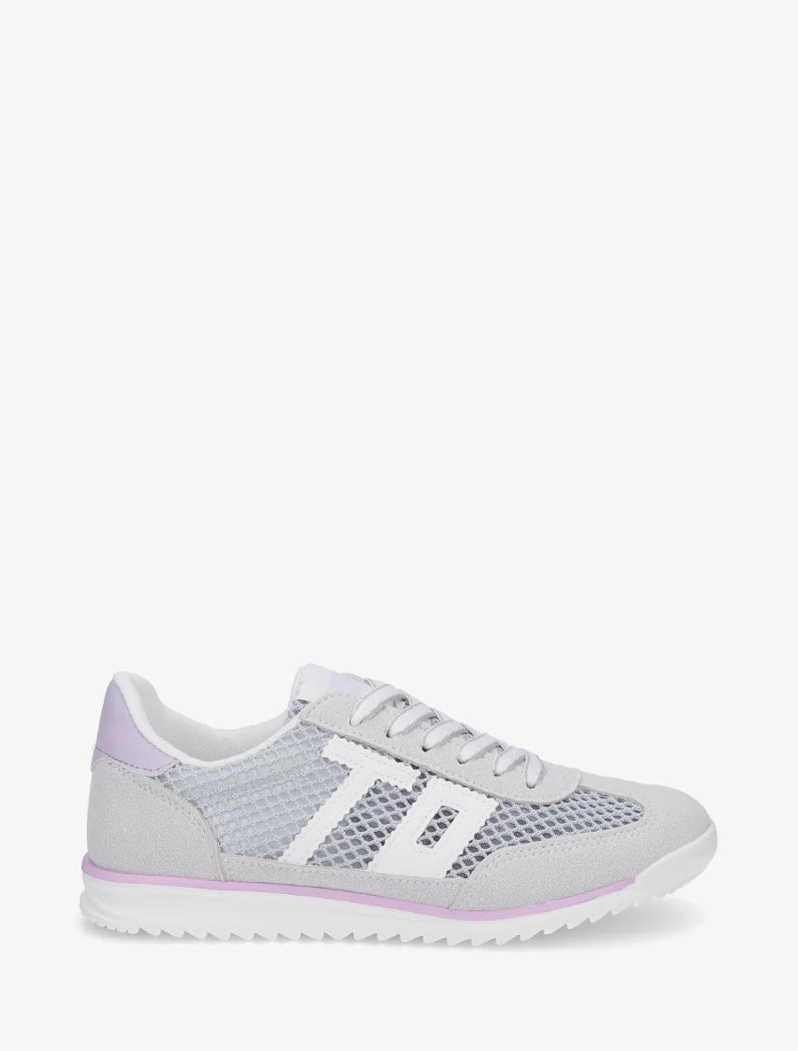 Bimateriaal sneakers met flockprint - Grijs