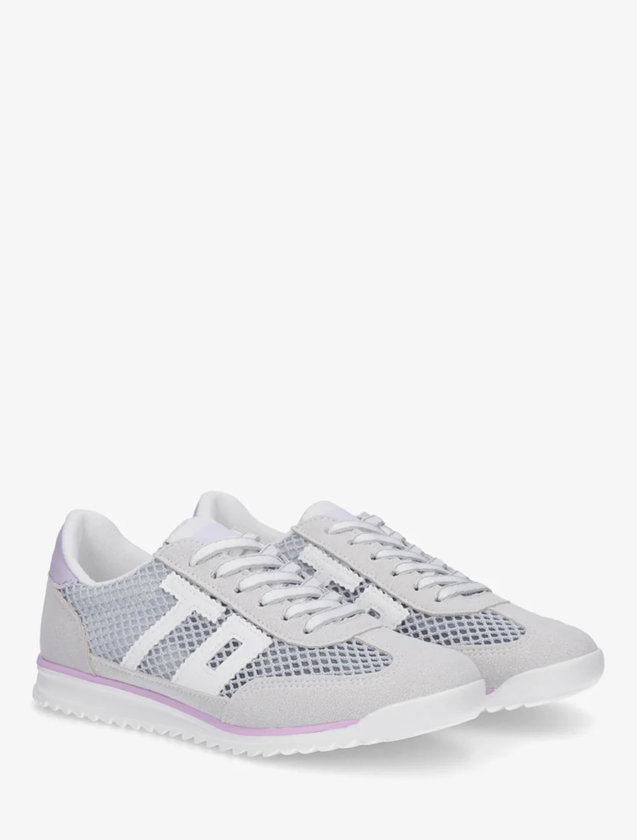 Bimateriaal sneakers met flockprint - Grijs - Image 4