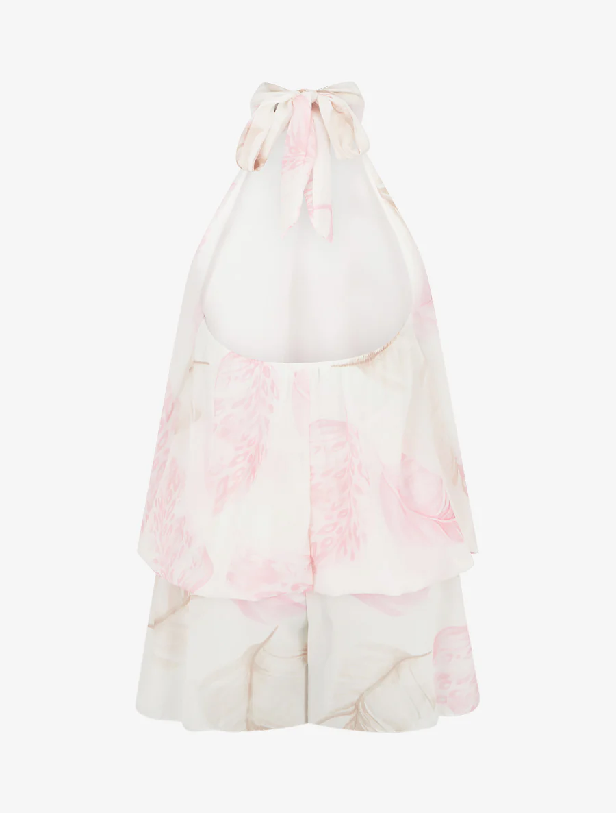 Bladerige rugloze volant jumpsuit. - Roos - Image 3