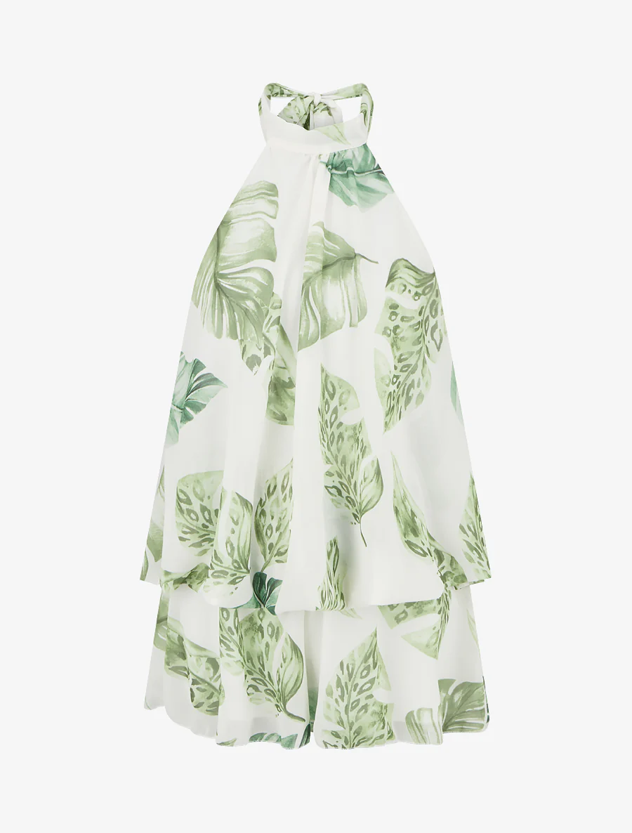 Bladerige rugloze volant jumpsuit. - Groen - Image 2