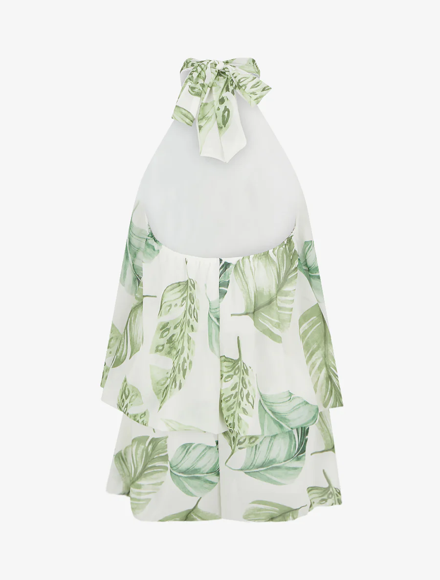 Bladerige rugloze volant jumpsuit. - Groen - Image 3