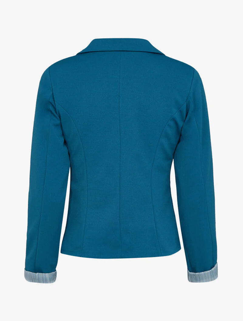 Blazer met gestreepte details - blauwgroen - Image 2