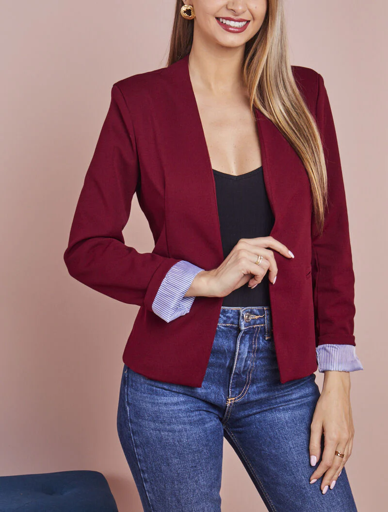 Blazer met gestreepte revers - Bordeaux