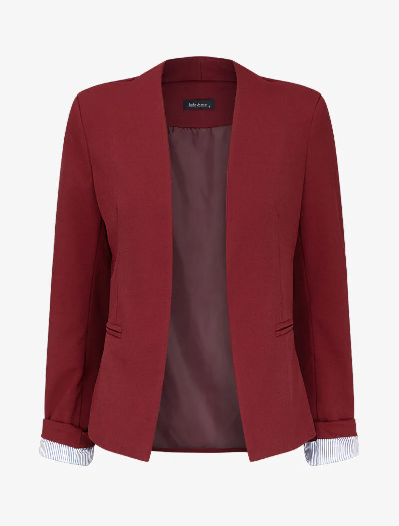 Blazer met gestreepte revers - Bordeaux - Image 2