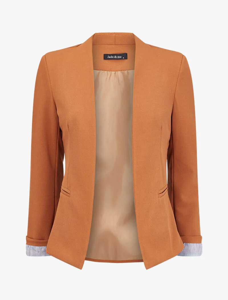 Blazer met gestreepte reversprint - Camel