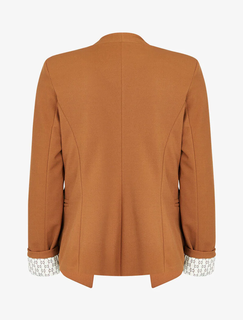 Blazer met grafische print revers - Camel - Image 2