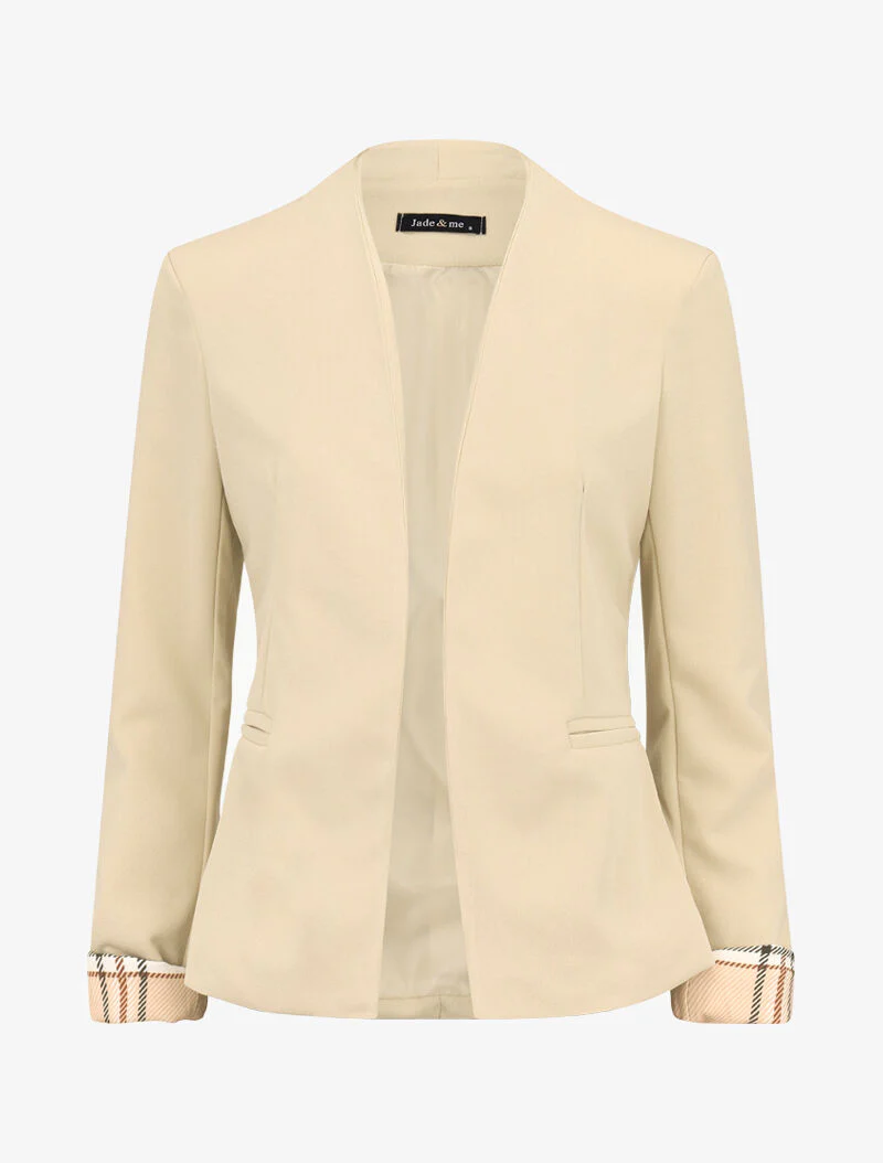 Blazer met tartan-print revers - beige