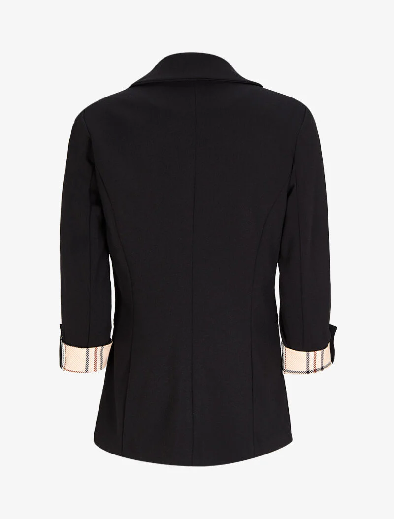 Rechte blazer met bedrukte zoom - Zwart - Image 2
