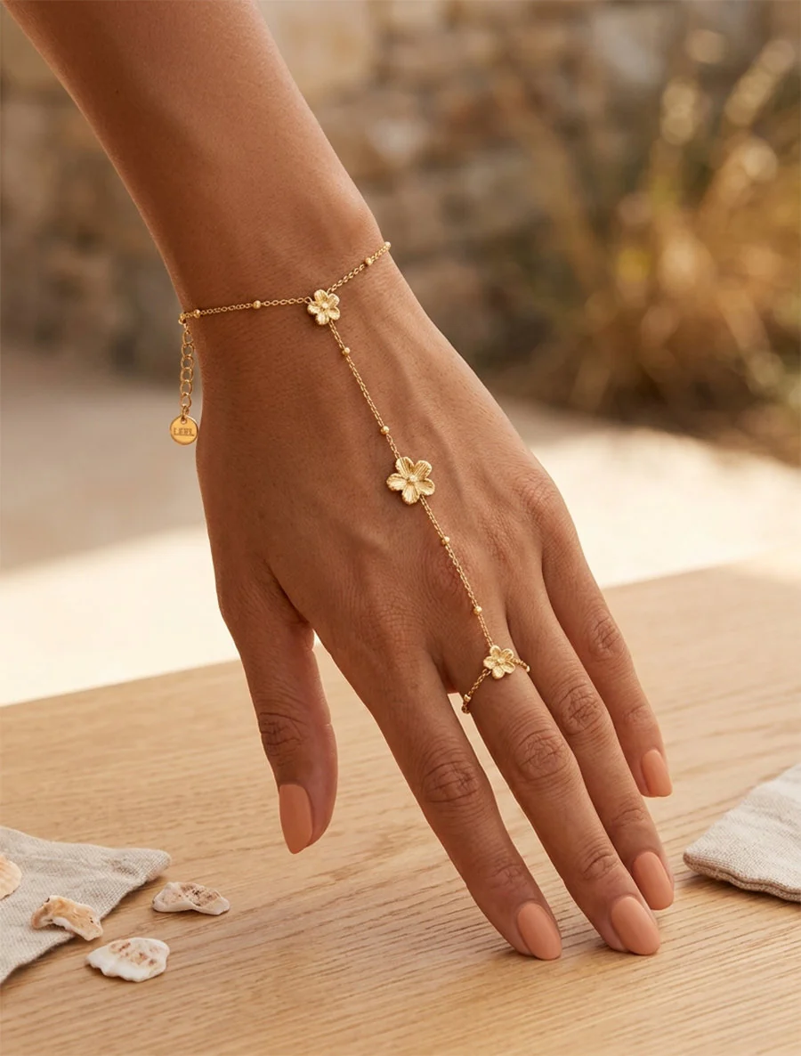 Bloemen handketting - Goud