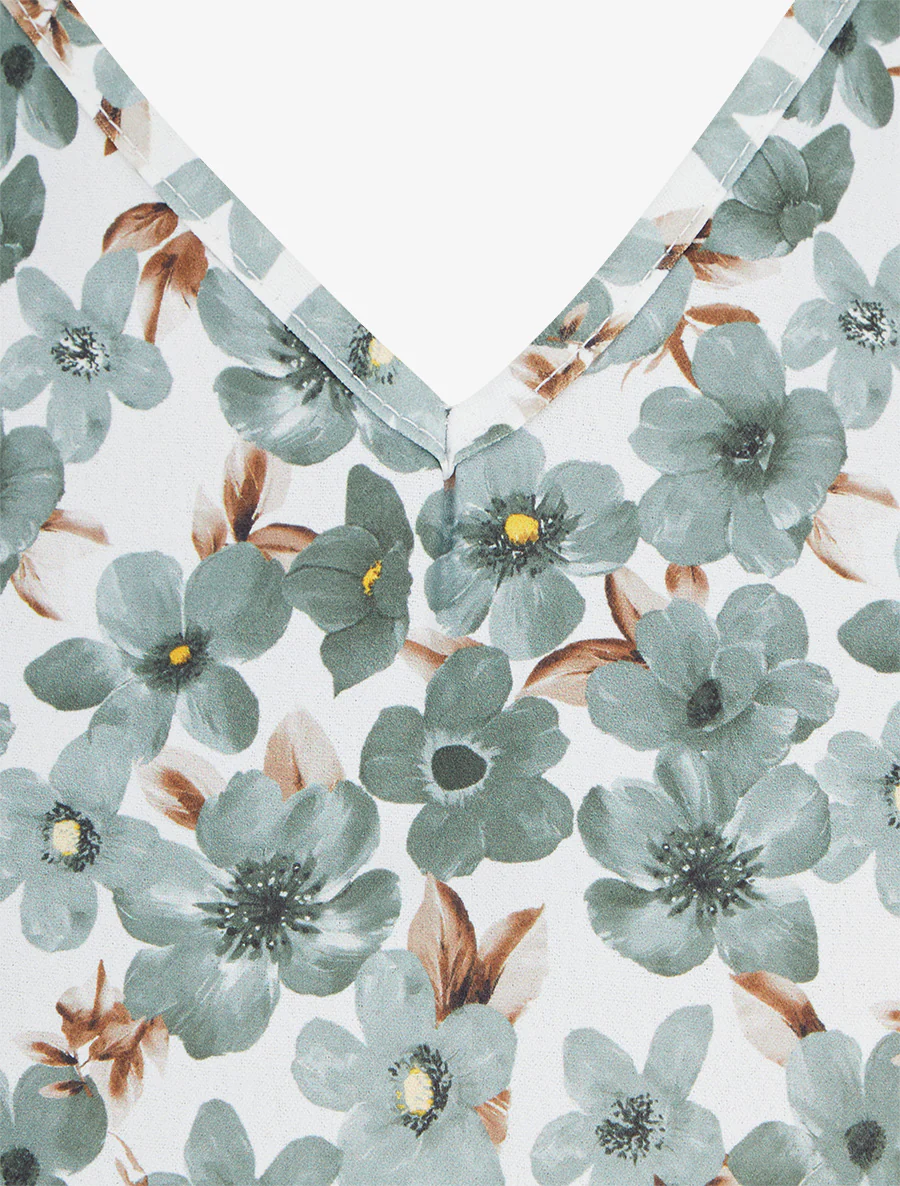 Bloemen jumpsuit met korte volantmouwen - Kaki - Image 3