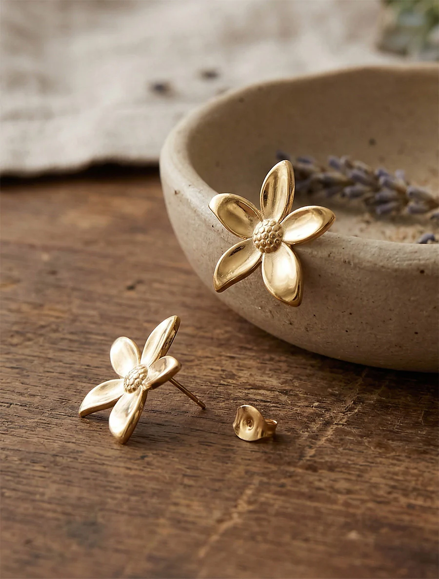 Bloemen oorbellen - Goud
