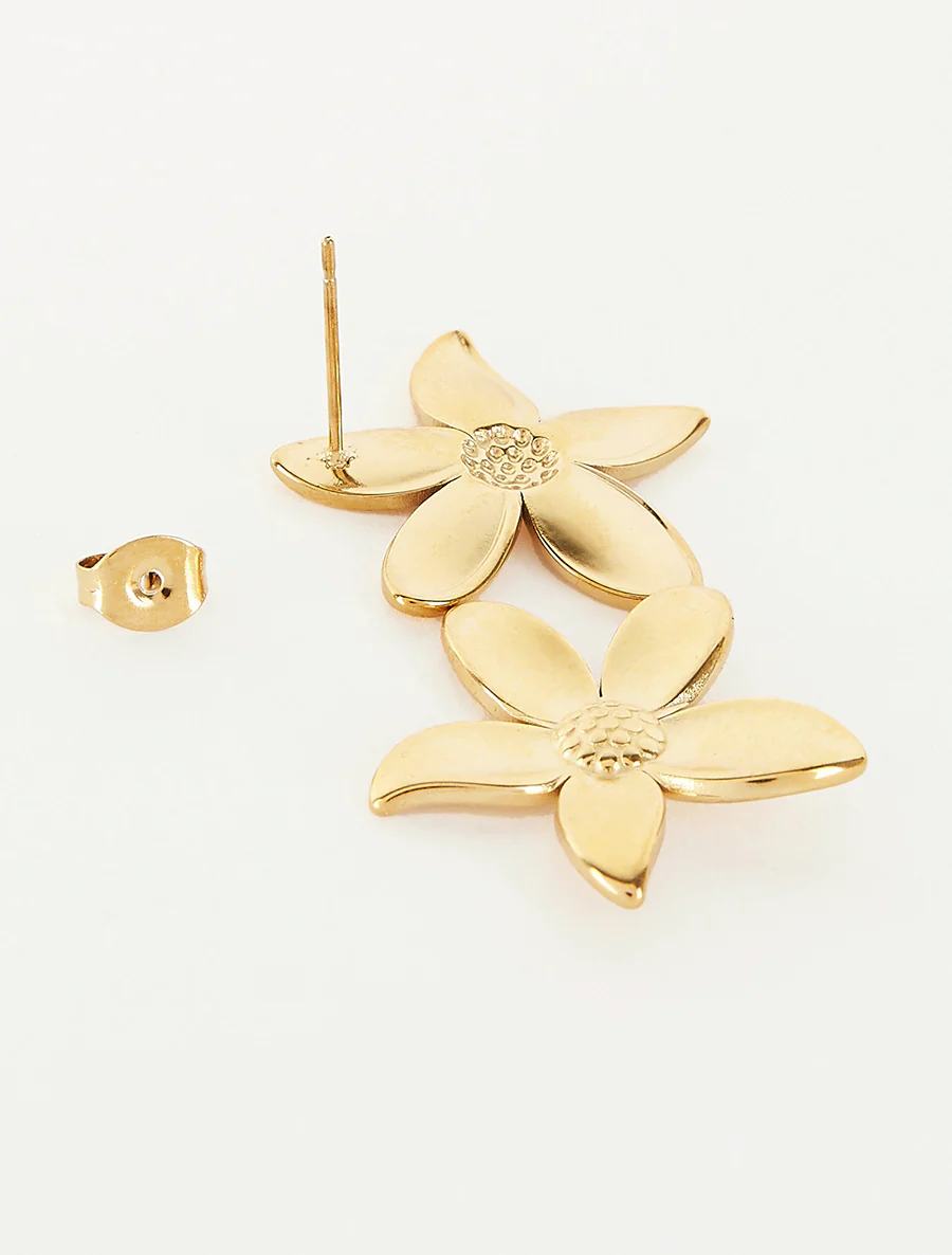 Bloemen oorbellen - Goud - Image 3